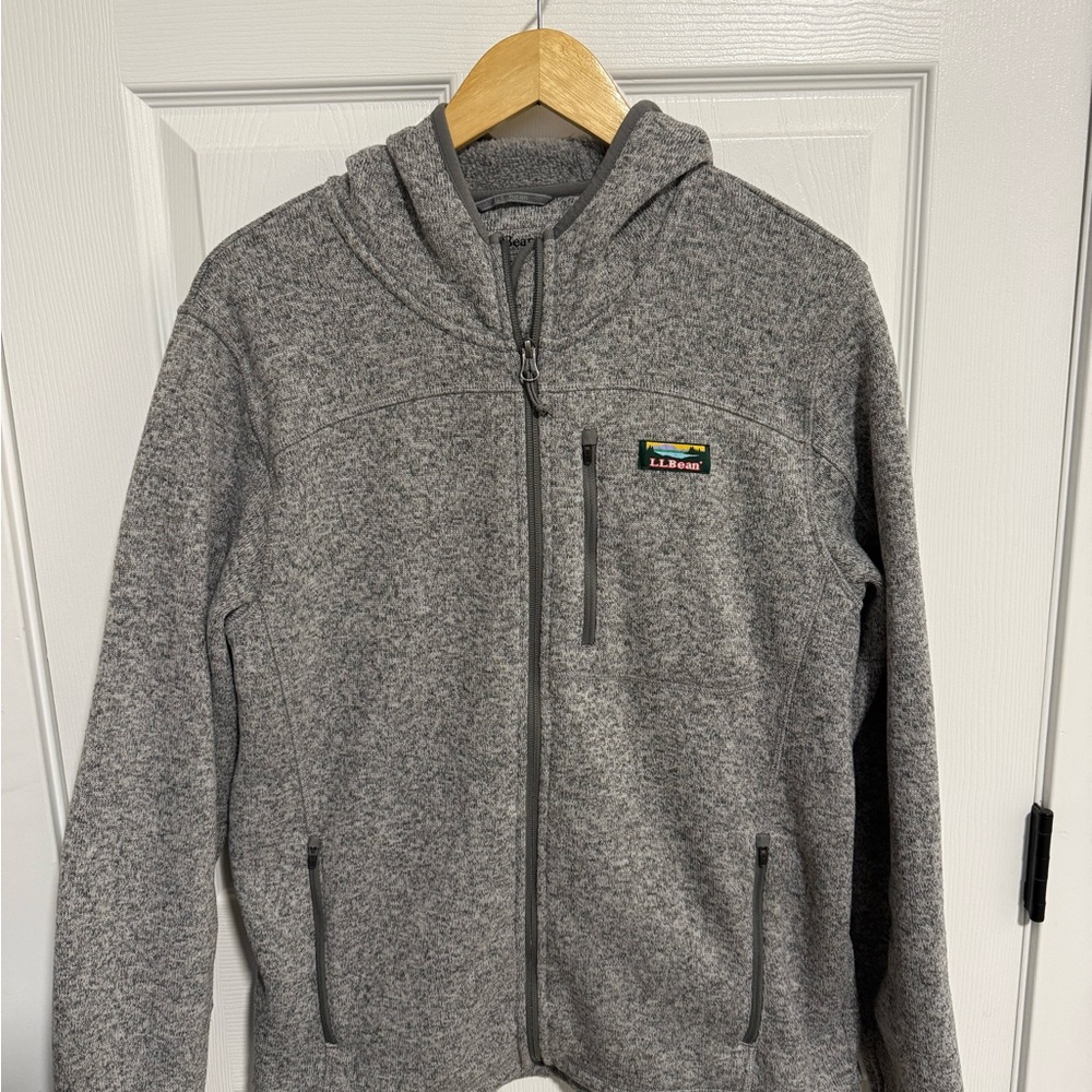 L.L. Bean Heather Gray Slightly Fitted Full Zip FleeceSweater